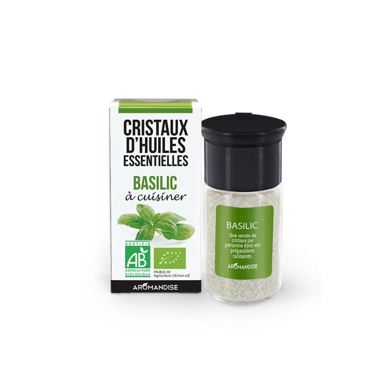 Cristaux d'huiles essentielles BIO à cuisiner, Basilic - Aromandise