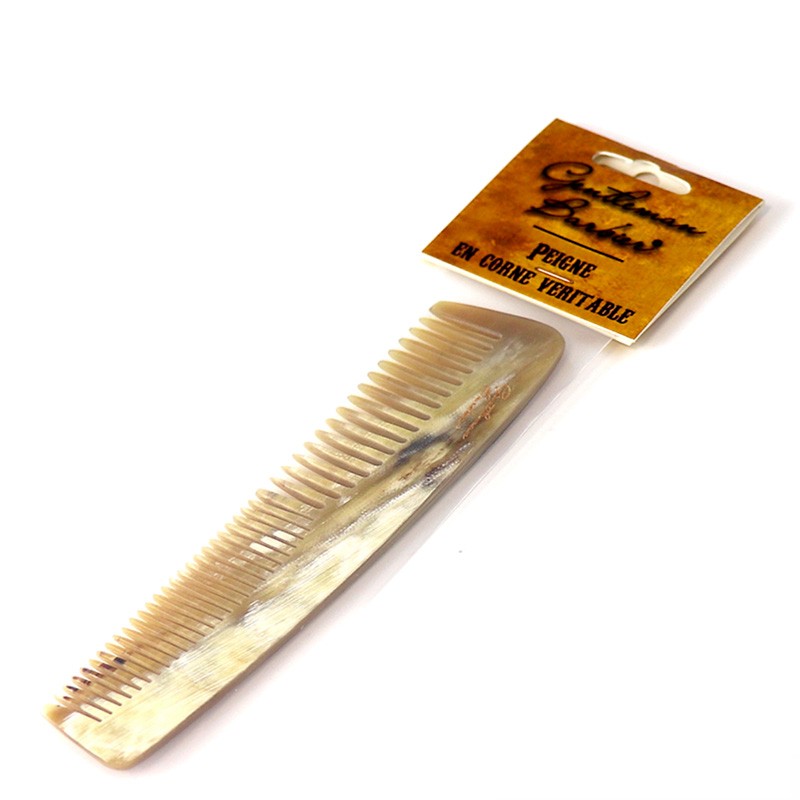 Pettine da tasca/barba in vero corno (P4) - 12,5cm - Gentleman Barber