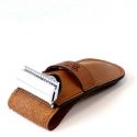Pochette en cuir véritable pour rasoir mécanique (Sécurité, Mach3® et Fusion™) - Gentleman Barbier