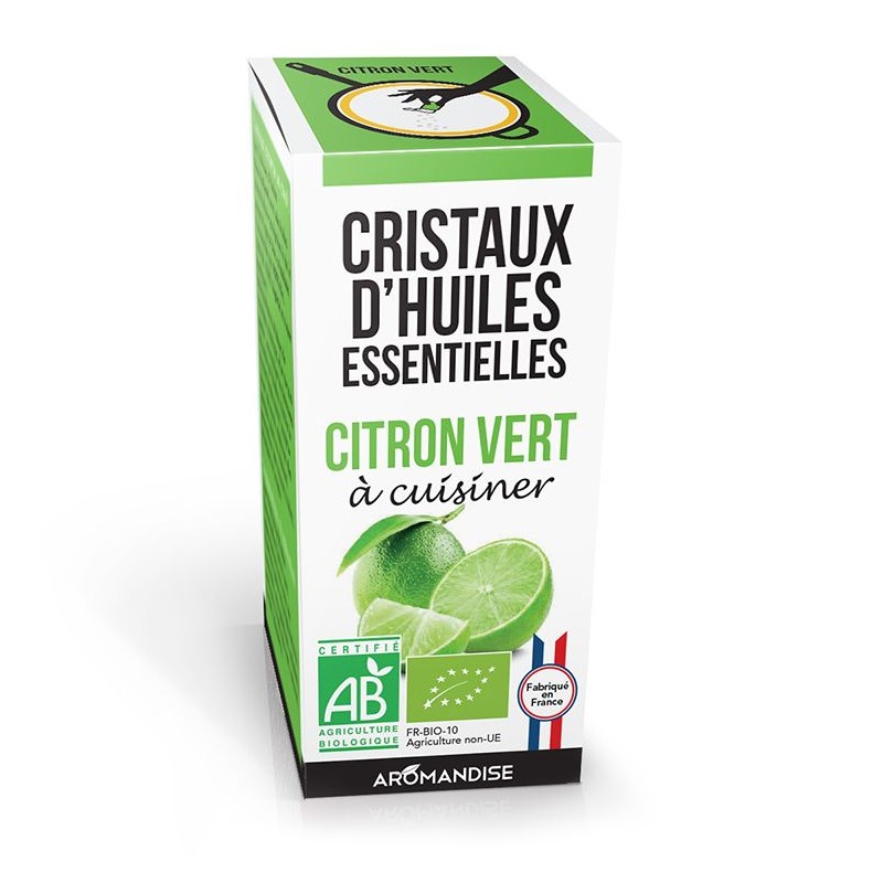 Cristaux d'huiles essentielles BIO à cuisiner, Citron vert - 10g - Aromandise