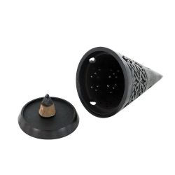 Stein-Räucherstäbchenhalter, "Ikône" schwarz - Les encens du monde