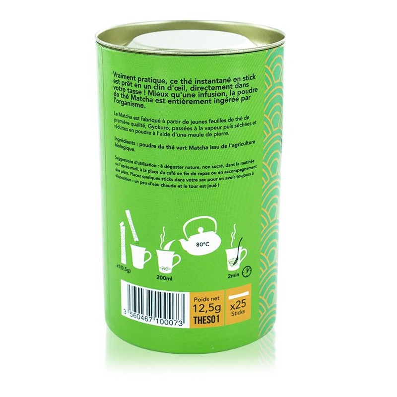 Japanischer Matcha Instant-Grüntee Sticks - 25 Stäbchen à 0,5g - Aromandise