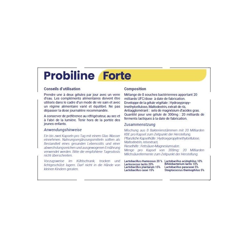 Probiline Forte, Probiotici 8 ceppi/20 miliardi di CFU per capsula - 30 capsule - Longline
