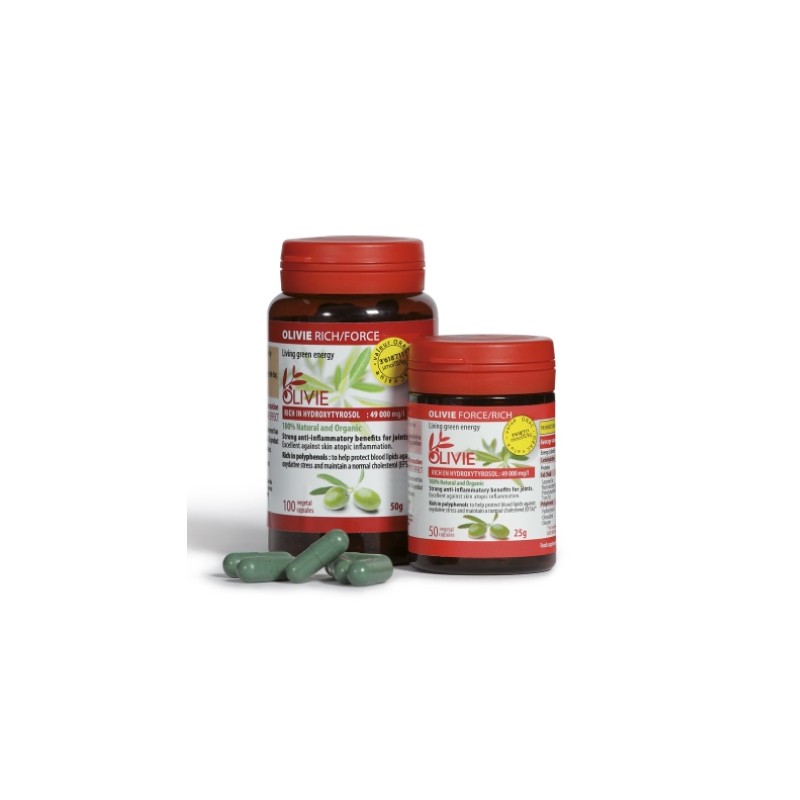 OLIVIE Riche, potente anti-infiammatorio e anti-colesterolo, a base di oliva - 100 capsule - Olivie