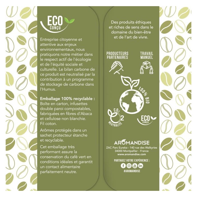 Café vert BIO en sachets, Nature - 18 sachets, 54g - Aromandise