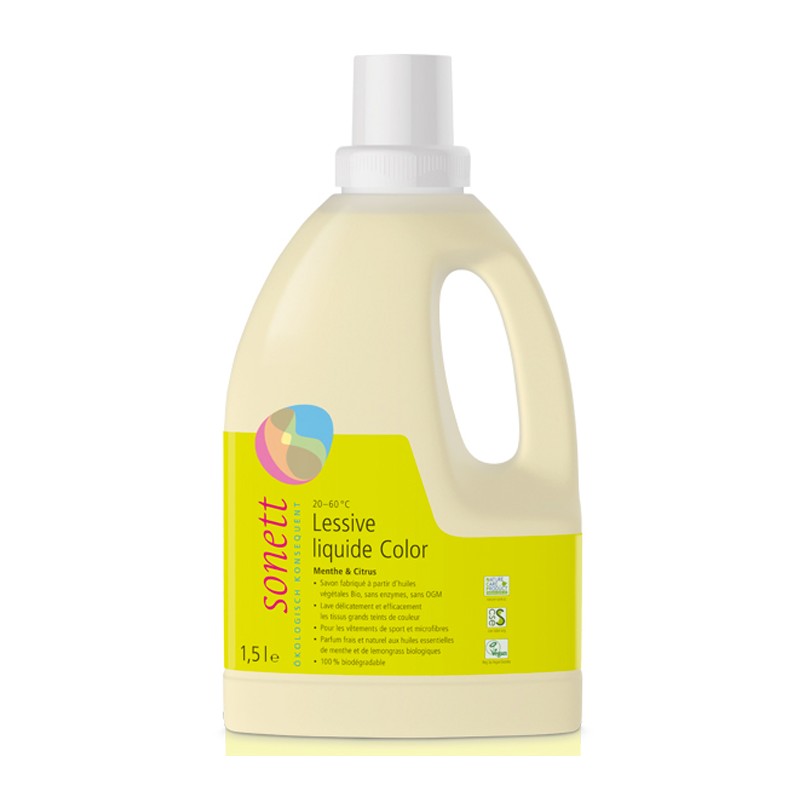 Detergente liquido ecologico, Colore, Menta-limone - 1.5 Litri - Sonett