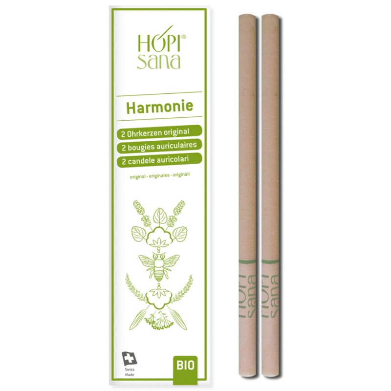Bougies HOPI vertes suisses, HARMONIE - 2 pces - HOPIsana