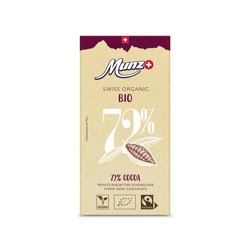 Cioccolato fondente amaro Surfin - 72% cacao - Bio & Fairtrade -100gr - Munz