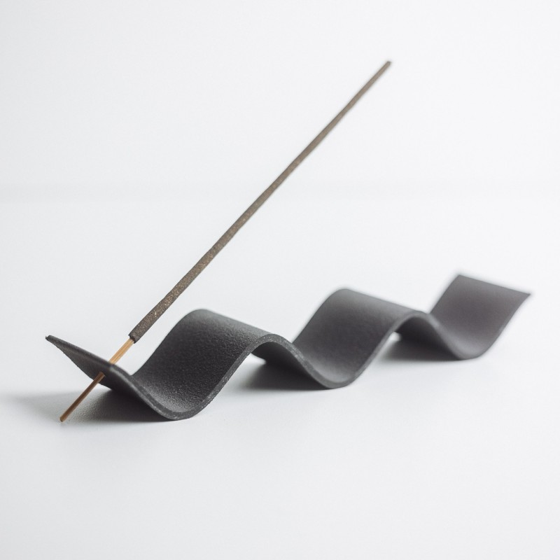 Porte encens en bois et amidon imprimée en 3D - Curly, Ebène - COPO Design