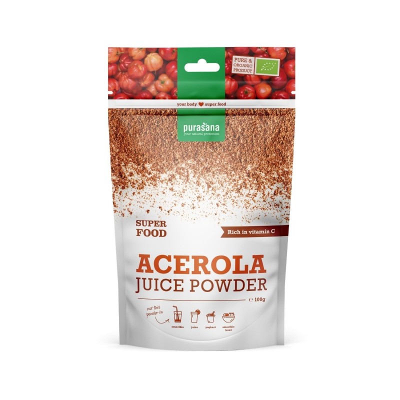 Acerola Pulver, BIO & 100% natürlich - 100 gr - Purasana