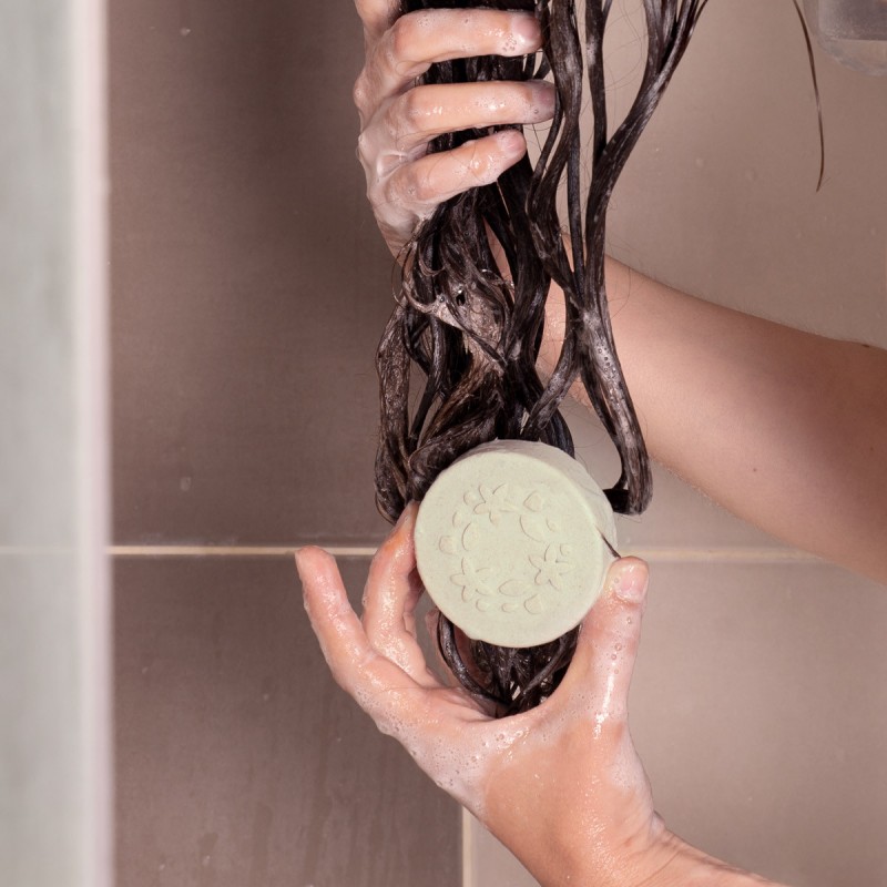 Shampoing solide pour cheveux normaux aux huiles essentielles - Argile blanche et verte - 70g - Lamazuna