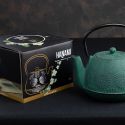 Teekanne aus Gusseisen, HANAMI smaragdgrün, mit Edelstahlfilter - 1,2 Liter - Aromandise
