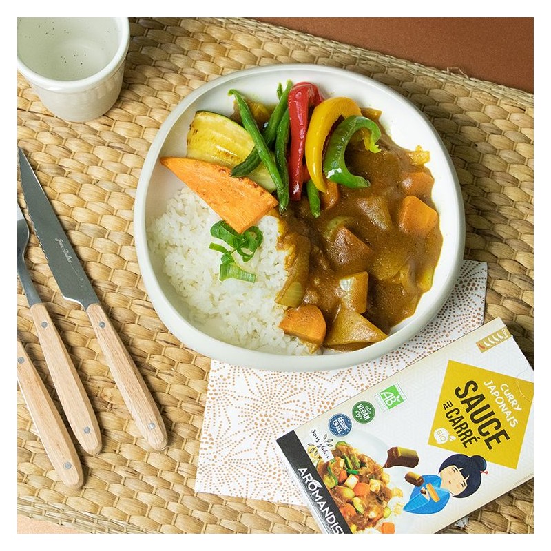 Salsa quadrata Bio, Curry giapponese - 90g, 5 porzioni - Aromandise