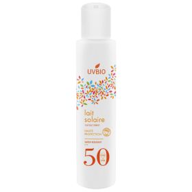 Lait solaire BIO, résitant à l'eau, Haute protection - Indice 50, 100ml - UVBIO
