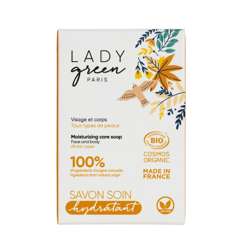 Feuchtigkeitsspendende Seife, Körper & Gesicht - Bio, vegan und 100% natürlich - Für alle Hauttypen - 100g - Lady Green
