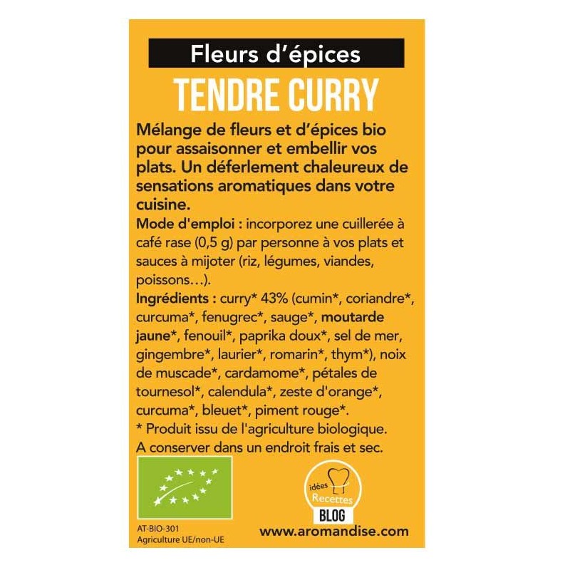 Gewürzblüten BIO, Zartes Curry - 40g - Aromandise