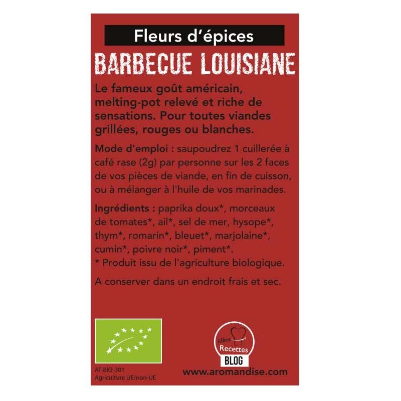 Fiori di spezie organiche, Barbecue della Louisiana - 42g - Aromandise