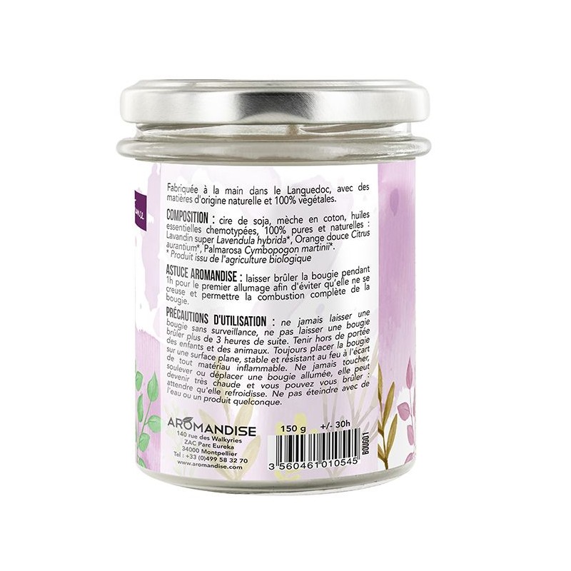 Candela 100% cera di soia naturale "Relax" - 150g - Aromandise