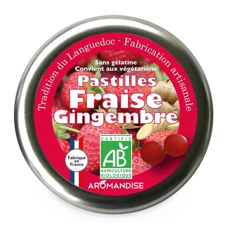 Pastiglie tradizionali della Linguadoca, con fragola e zenzero - 45g - Aromandise