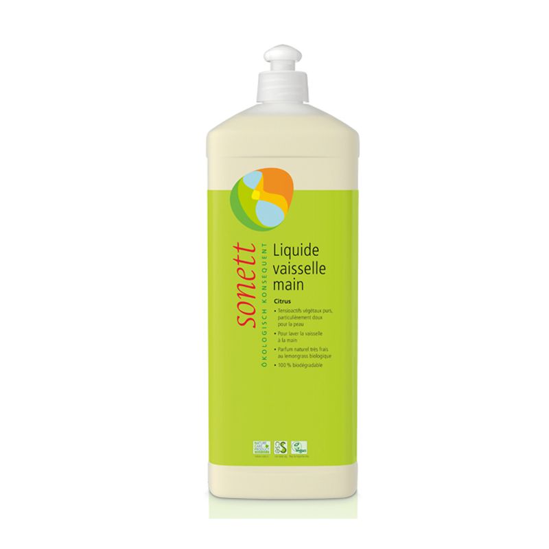 Liquide vaisselle main au Lemongrass, 100% biodégradable - Recharge 1 Litre - Sonett