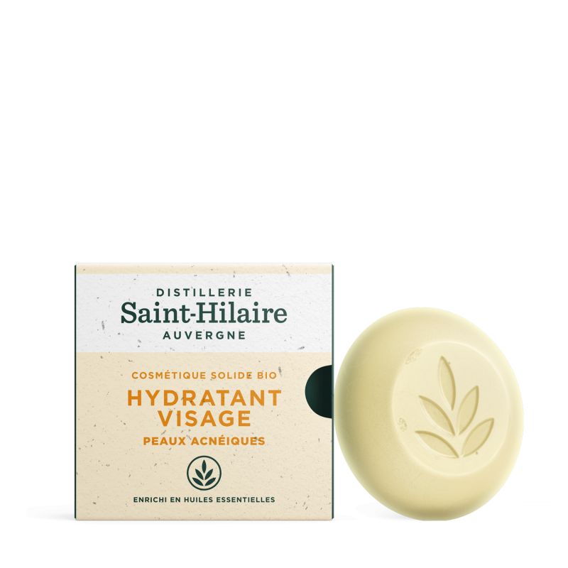 Hydratant solide BIO pour le visage, 100% naturel - Peaux acnéiques - 30g - Saint-Hilaire