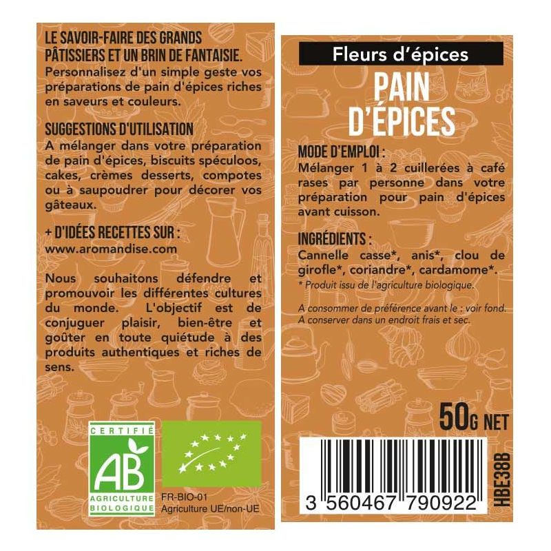 BIO-Gewürzblüten für Lebkuchen "Wintergeschmack" - 50g - Aromandise