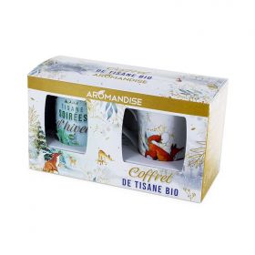 Weihnachtliches Kräutertee-Set: BIO-Kräutertee "Winterabende" (100g) + Porzellan-Kräuterteekanne "Meister Goupil" - Aromandise