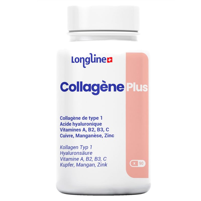 Collagène PLUS, Contribue à la souplesse des tissus du corps - 90 gélules - Longline