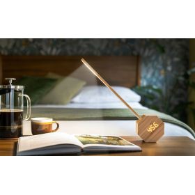 Réveil & Lampe de bureau portable en bois de Bambou, Octagon One Plus - Gingko Design
