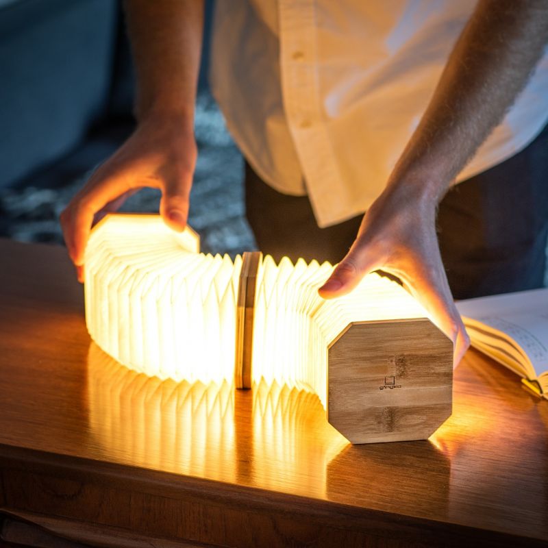 Intelligente Akkordeonlampe ecoçoncue aus Bamboo - Gingko Design