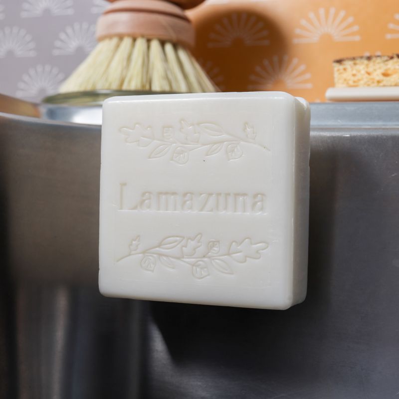 Kit solido per lavare i piatti: sapone solido con bicarbonato e spazzola ricaricabile - Lamazuna