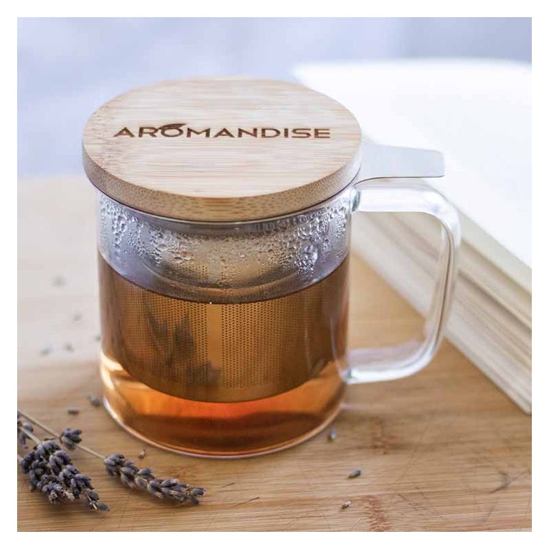 Mug en verre borosilicate avec couvercle et filtre intégré - 0,35L - Aromandise