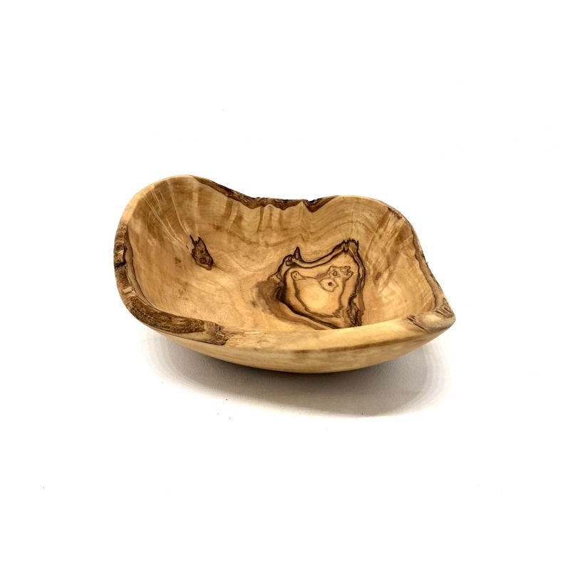 Bol rustique artisanal en bois d'olivier - 14-16 cm - Olivenholz Erleben