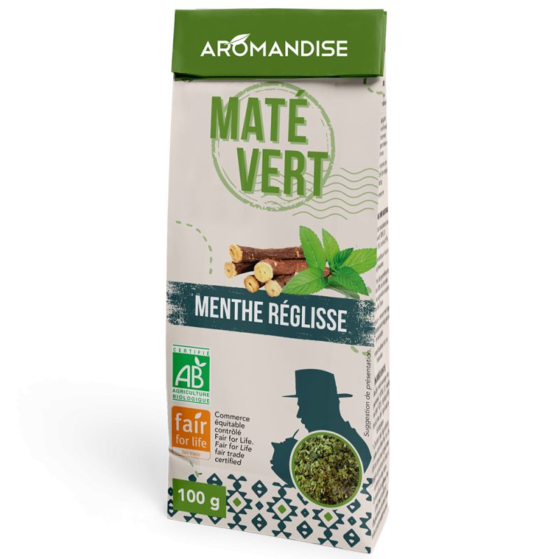 Maté vert sauvage du Brésil, Menthe & Réglisse - Bio & Fairetrade - 100g - Aromandise