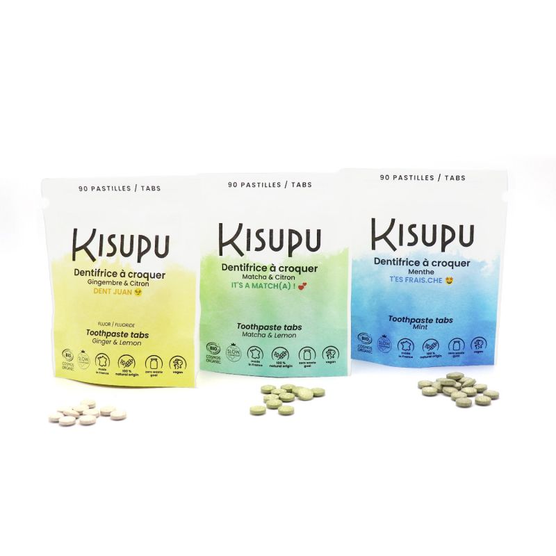 Dentifricio masticabile biologico e 100% naturale - Matcha & Lemon, It's a match(a) - 90 compresse - Kisupu