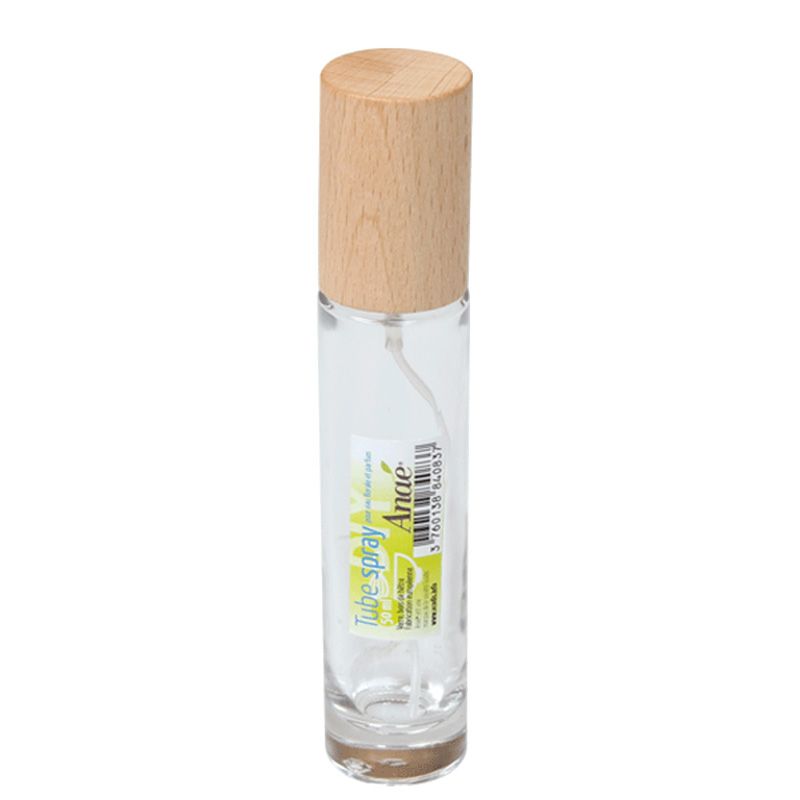 Tube spray en verre avec bouchon bois - 50ml - Anaé