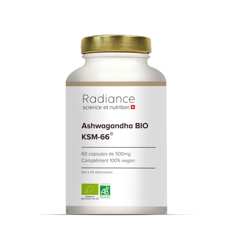Ashwagandha KSM-66® Bio - Sonno, vitalità e prestazioni - 60 capsule (500 mg) - Radiance Suisse