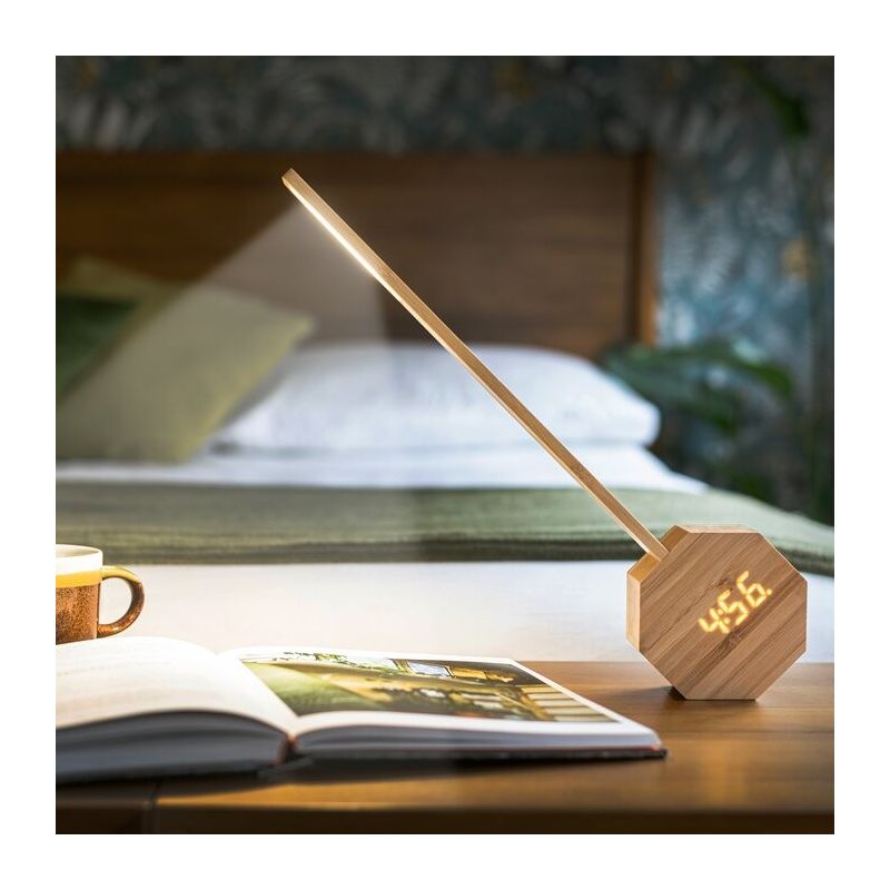 Sveglia e lampada da tavolo portatile in bambù, Octagon One Plus - Gingko  Design