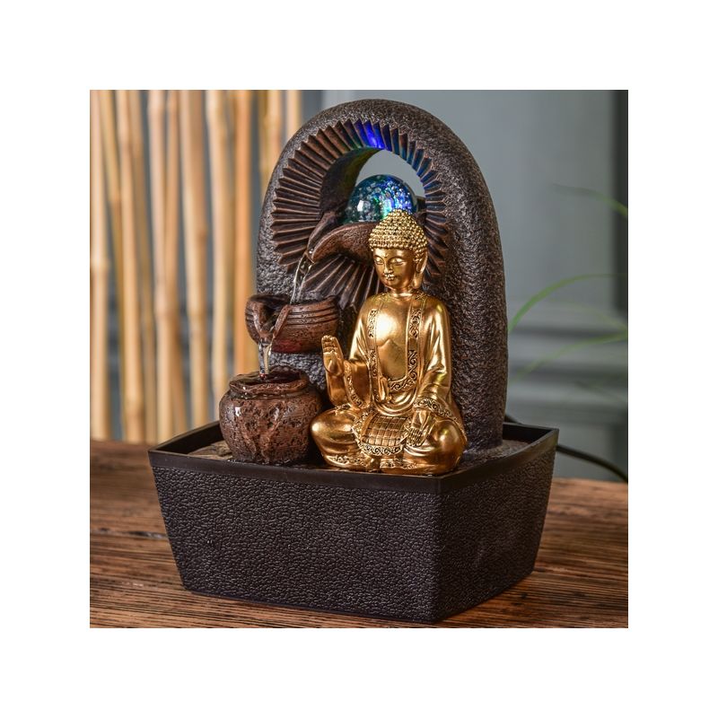 Zimmerbrunnen - Buddha Bhava (mit Statue & LED-Beleuchtung) - Zen'Light