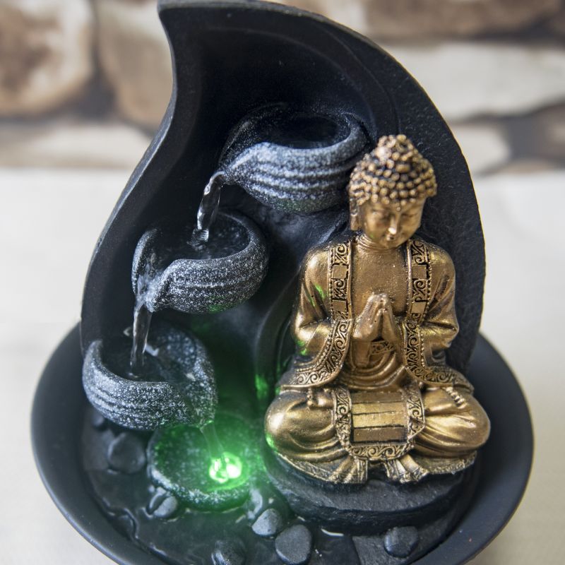 Fontana da interno - Bouddha Praya (con statua e illuminazione a LED) - Zen'Light