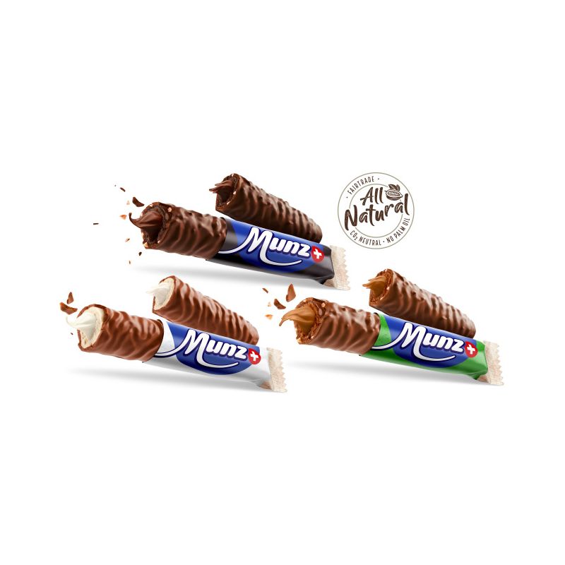 Schokoladenriegel, Extra mit Haselnüssen - 100% natürlich, CO2-neutral, Palmfrei & Fairtrade - 46g - Munz