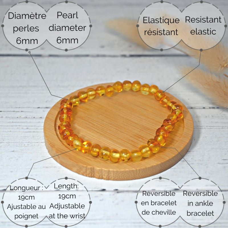 Armband aus Naturstein für Erwachsene - Ambre Honey - 19cm - Irréversible Bijoux