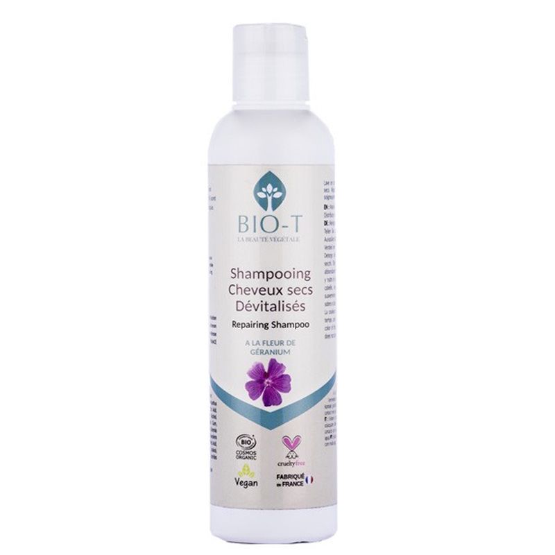BIO-Shampoo für trockenes & devitalisiertes Haar mit Geranienblüte - 200ml - BIO-T