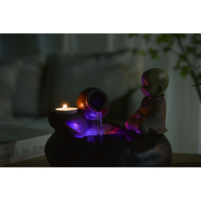 Wasserspender - "Buddha Medina" Exotik & Spiritualität (mit Statue und LED-Beleuchtung) - Zen'Light