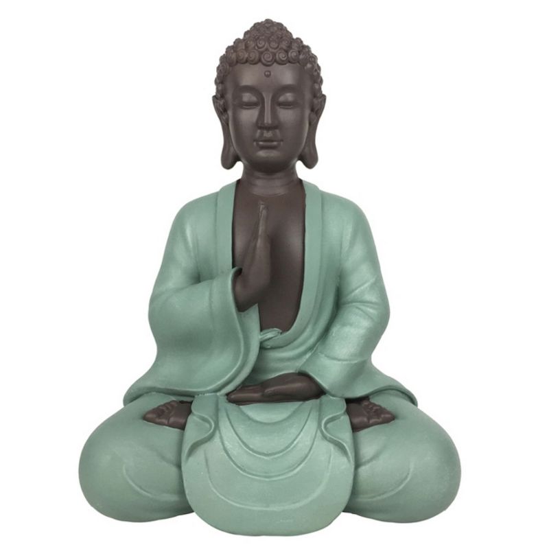 Statuette - "Bodhi Vert", un bouddha en position de méditation - Haut de 20 cm - Zen'Light