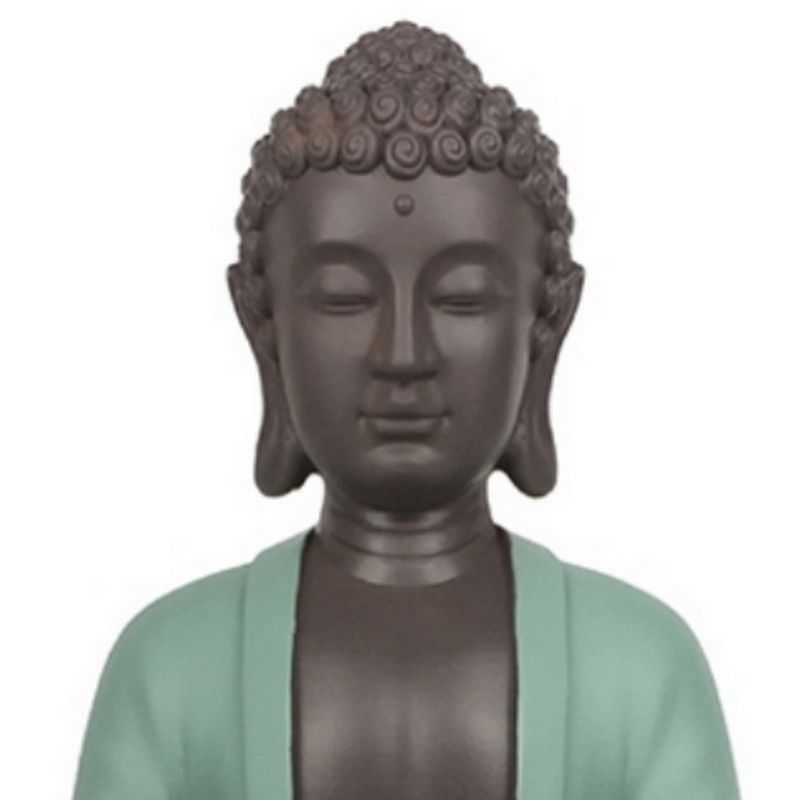 Statuette - "Bodhi Vert avec plat", un bouddha en position de méditation - Haut de 14 cm - Zen'Light