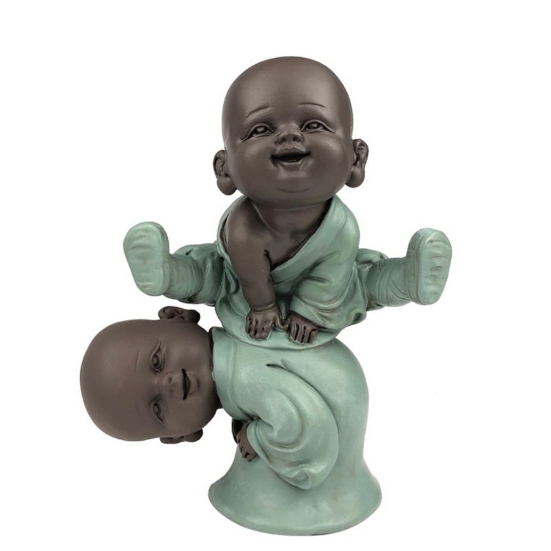 Statuette - "Die Bonzen amüsieren sich", 2 Baby-Buddhas beim Spielen - 9,5 cm hoch - Zen'Light