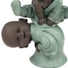 Statuetta - "Bonzi che si divertono", 2 Buddha bambini che giocano - Altezza 9,5 cm - Zen'Light