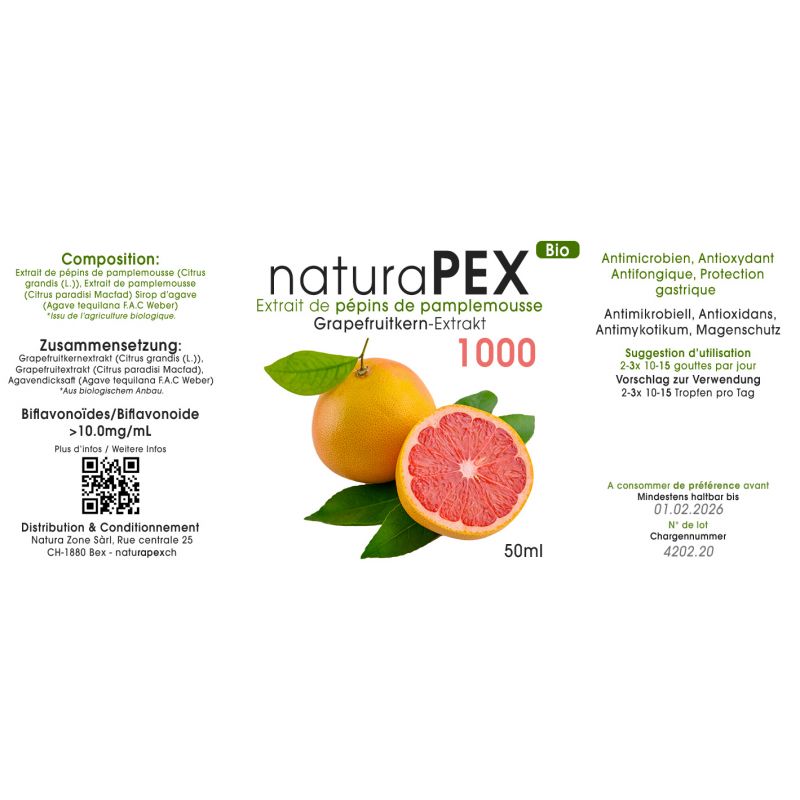 Grapefruitkern-Extrakt (EPP), Konzentrat & BIO - FORTE 1000 - 50ml - natuRAPEX