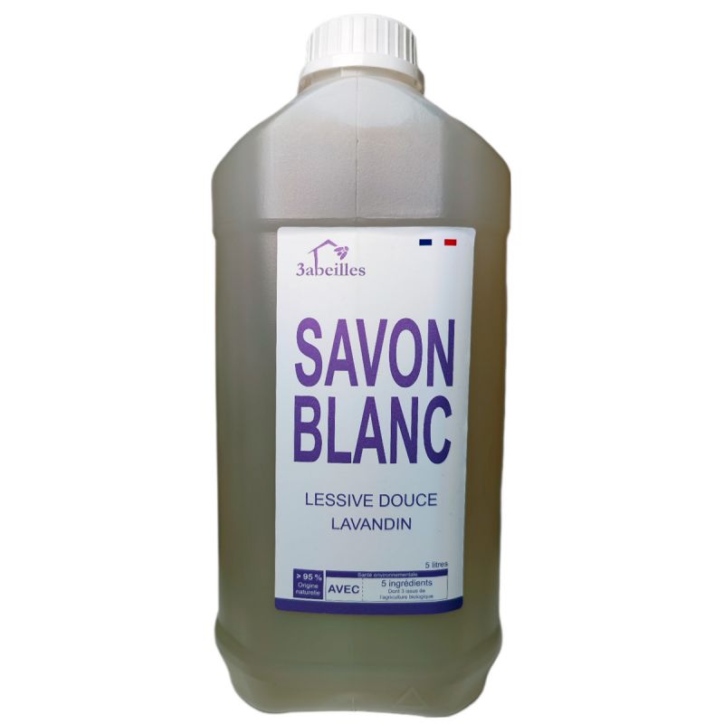 Sapone bianco - Lavandino detergente liquido delicato con soli 4 ingredienti - 5 Litri - 3 Api